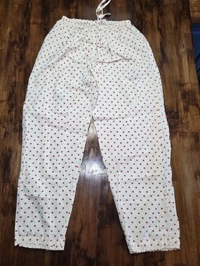 Taylor Linens womens 100% cotton red polka dot pajama lounge pants S Coquette